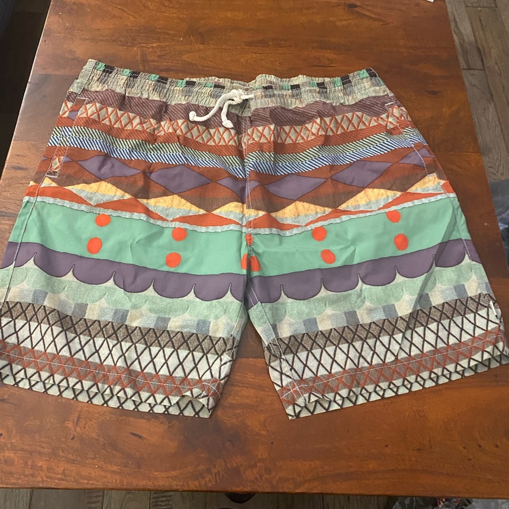 Men's Multicolored Board Shorts, Size XXL, Pre-owned - Waist 45", Inseam 7"